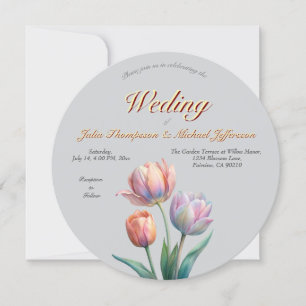 Pastell Tulpan Bröllopssvit Elegant Typografi Inbjudningar