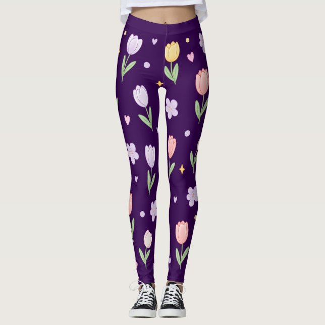 Pastell tulpaner leggings (Framsida)