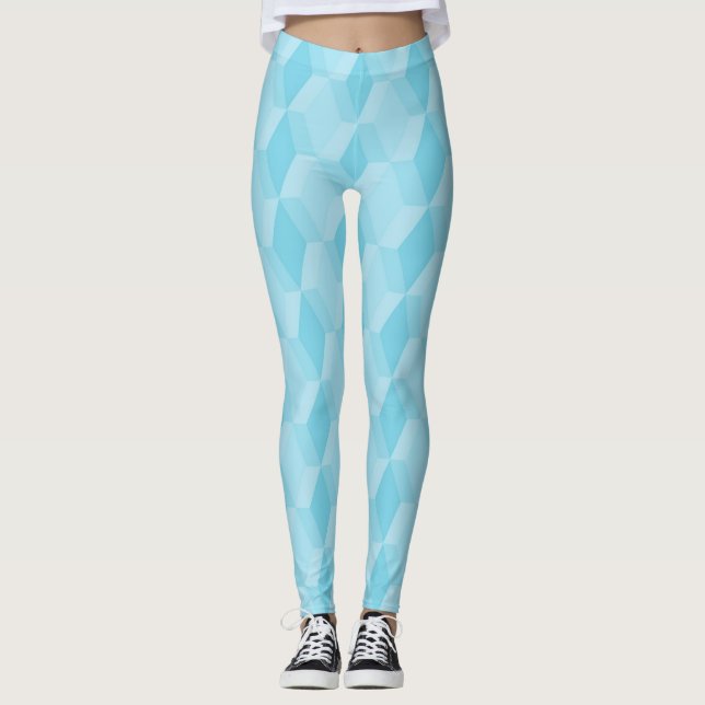 Pastell turkos diamantmönster leggings (Framsida)