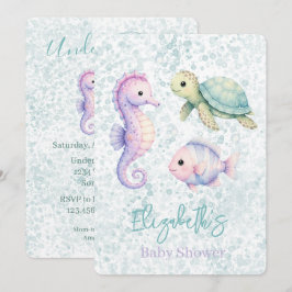 Pastell Under Havet Baby Shower Inbjudningar