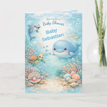 Pastell under havet Baby Shower Pojke Havsblå