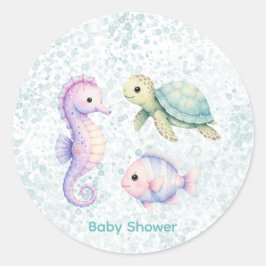 Pastell Under Havet Baby Shower Runt Klistermärke