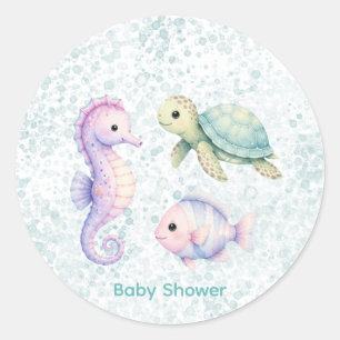 Pastell Under Havet Baby Shower Runt Klistermärke