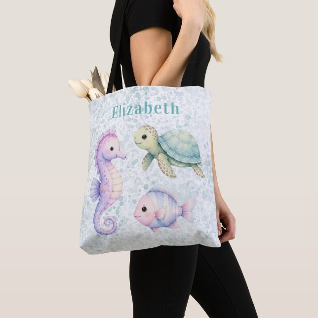 Pastell Under The Sea Baby Shower Present Tygkasse (Närbild)
