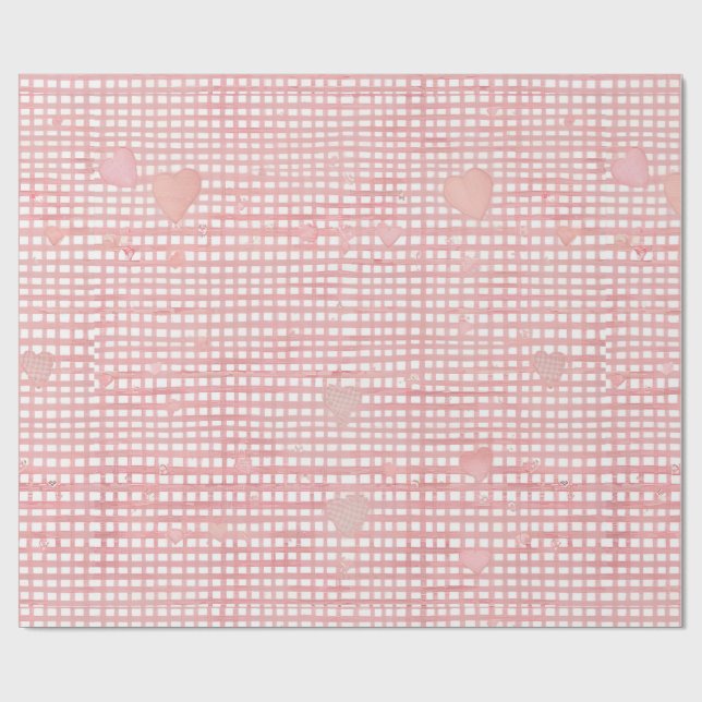 Pastell Valentine Gingham Presentpapper (Platt)