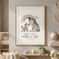 Pastell Varg Mamma Valp Första Mors Dag Barnkammar