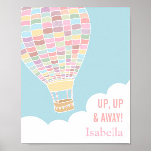 Pastell varmluftsballong flickornas rumsdekoration poster