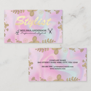 Pastell Vätska och Blommönster Stylist Visitkort