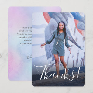 Pastell Vattenfärg Bakre Full Foto Lila Tack Kort