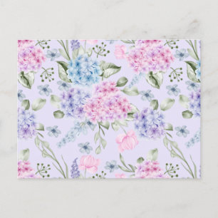 Pastell Vattenfärg Blandad Färg Hydrangea Blommor Vykort