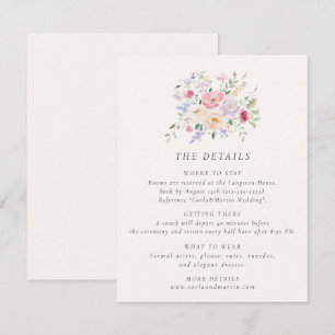 Pastell Vattenfärg Blommig Bröllopsinformationskor Inbjudningar