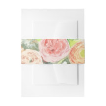 Pastell Vattenfärg Blommig Bukband Invitation