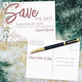 Pastell vattenfärg Blommig kant Bröllopsdusch Meddelande Vykort