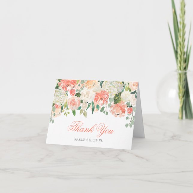 Pastell Vattenfärg Blommor Tack Kort (Framsida)