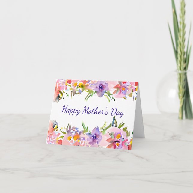 Pastell vattenfärg vår blomster ram anpassad kort (Framsida)