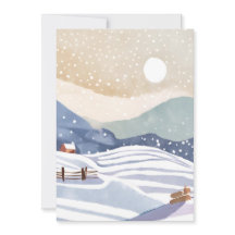 Pastell Vattenfärg Vinter Kullar