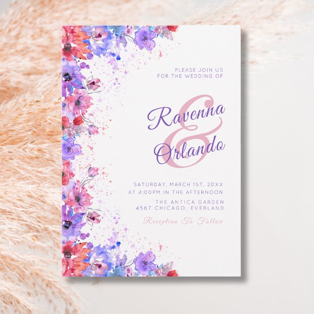 Pastell Vildblomma Blommig Romantisk Bröllop Inbjudningar (Skapare uppladdad)