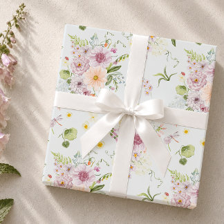 Pastell Vildblomma Botaniskt Inpackningspapper Presentpapper
