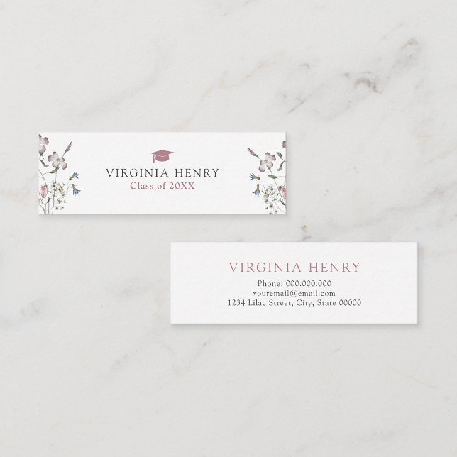 Pastell Vildblomma Examen Namnkort (Pastel Wildflower Graduate Name Card by Painted Paperie)