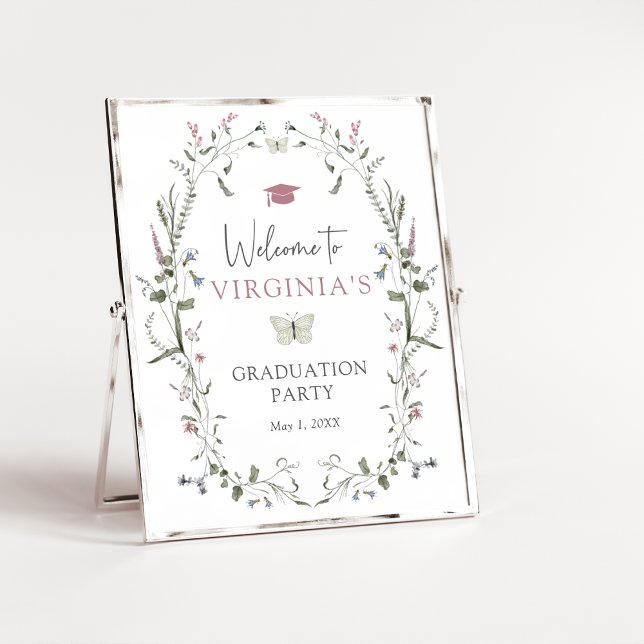 Pastell Vildblomma Examen Poster (Pastel Wildflower Graduation Poster by Painted Paperie
)