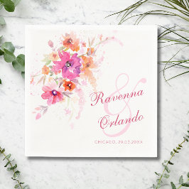 Pastell Vildblomma Pion Pioner Anemoner Bröllop Pappersservett