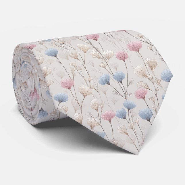Pastell Vildblomma Vattenfärg Mönster Slips (Rullad)