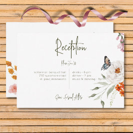 Pastell & Vinröda Blommor Modern Blommig Bröllopsm Tilläggskort