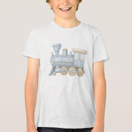 Pastell Vintage Ånglokomotiv Illustration T Shirt