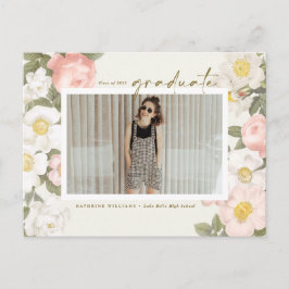 Pastell Vintage Blommor Beige Foto Examen Vykort