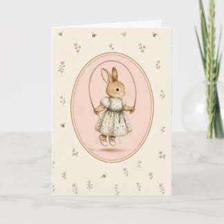 Pastell Vintage Kanin Flicka Personlig Kort