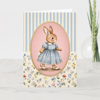 Pastell Vintage Kanin Flicka Personlig Kort