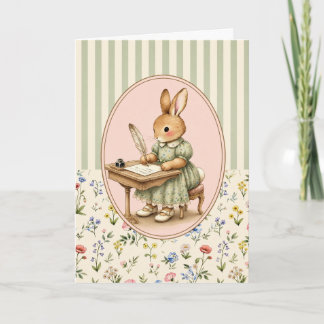 Pastell Vintage Kanin Flicka Personlig Kort