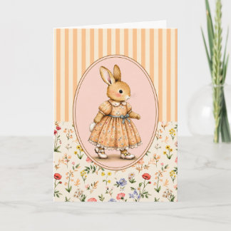 Pastell Vintage Kanin Flicka Personlig Kort