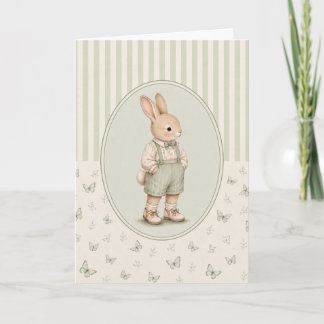 Pastell Vintage Kanin Pojke Personlig Kort