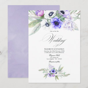 Pastell Violett Blommig Bröllop Inbjudningar