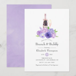 Pastell Violett Blommig Brunch & Bubbly Bröllopsdu Inbjudningar