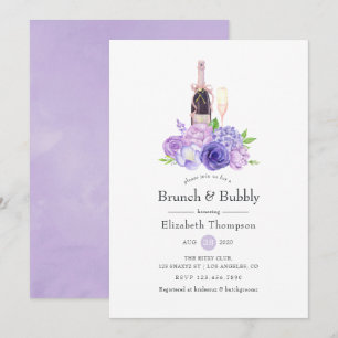 Pastell Violett Blommig Brunch & Bubbly Bröllopsdu Inbjudningar