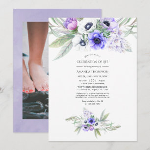 Pastell Violett Blommig Firande Av Liv Fotografi Inbjudningar