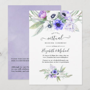 Pastell Violett Blommig Online Bröllop Inbjudningar