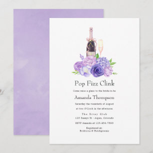 Pastell Violett Blommig Pop Fizz Klirr Bröllopsfes Inbjudningar