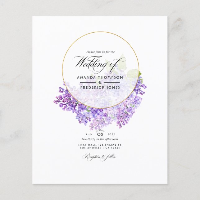 Pastell Violett och Guld Geometrisk Herbarium Bröl Flygblad (Framsidan)