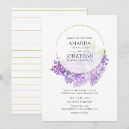 Pastell Violett och Guld Geometrisk Herbarium Bröl Inbjudningar