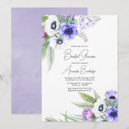 Pastell Violett och Plommon Blommig Bröllopsdusch Inbjudningar