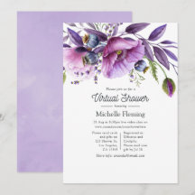 Pastell Violett Poppy Blommig Virtuell Baby Shower