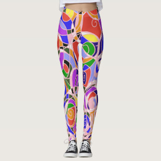 Pastell Virvlande Abstrakt Mönster  Leggings