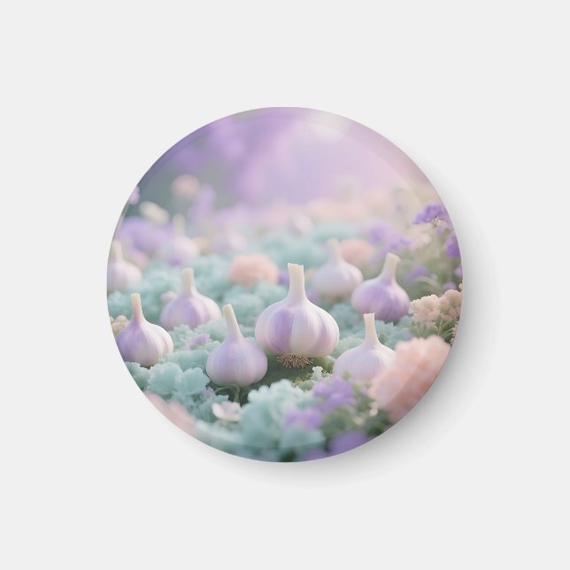Pastell vitlöksträdgård drömlandskap magnet (Framsidan)