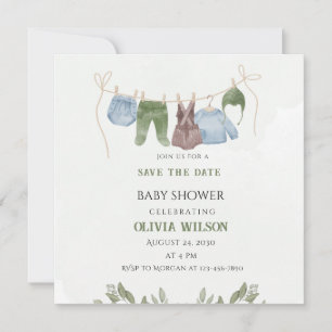 Pastell Watercolor Baby Shower Spara Datumet