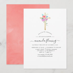 Pastell Watercolor Blommig Konfirmation Inbjudningar