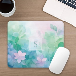 Pastell Watercolor Blommig Monogram Musmattor