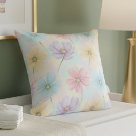 Pastell Watercolor Blomning Kudde